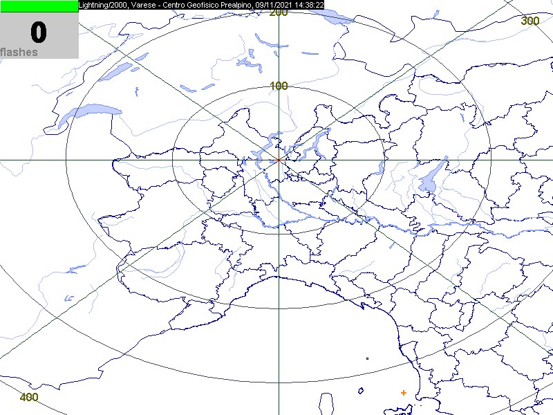 radar meteo fulminazioni rilevate nel nord italia