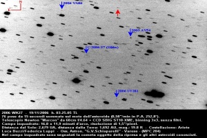Immagine scoperta asteroide 2006WK27 
