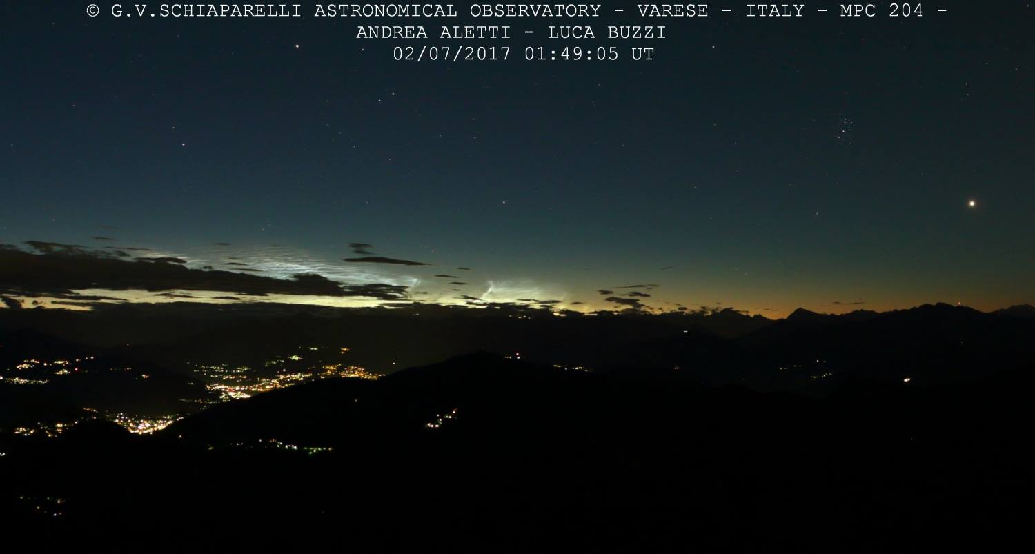 Nubi nottilucenti del 2 luglio 2017